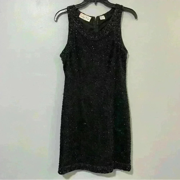 Laurence Kazar Dresses & Skirts - Laurence Kazar New York Womans Dress Vintage Sparkle Holiday 100% Silk Blk Sz PS